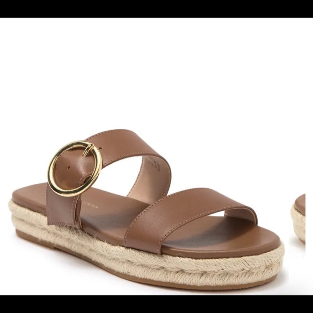 Stuart Weitzman Mykonos Two Strap Leather Sandal
